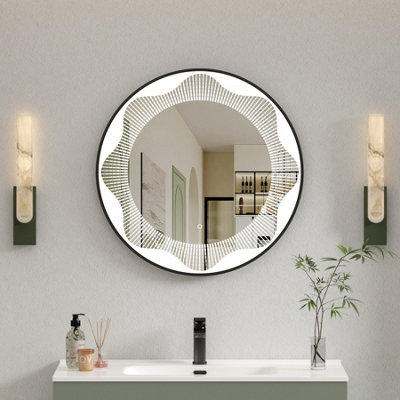 Royal Bathrooms Venice 800 x 800mm Brass Round Frontlit LED Illuminated ...