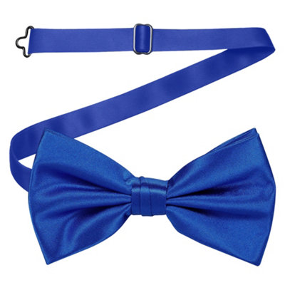 Premium Self-Check Polyester Satin Blue Bow Tie main image 1