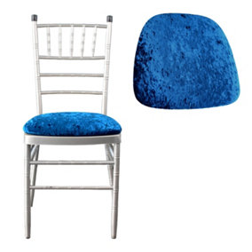 Royal Blue Velvet Chair Seat Pad Covers - Pack of 10