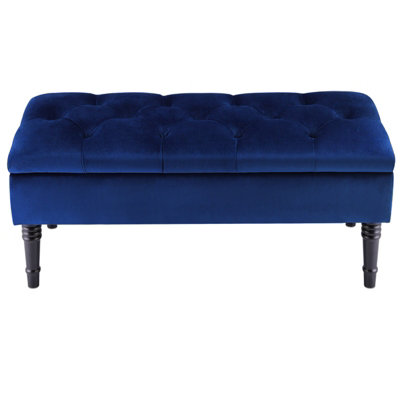 Blue upholstered deals storage bench