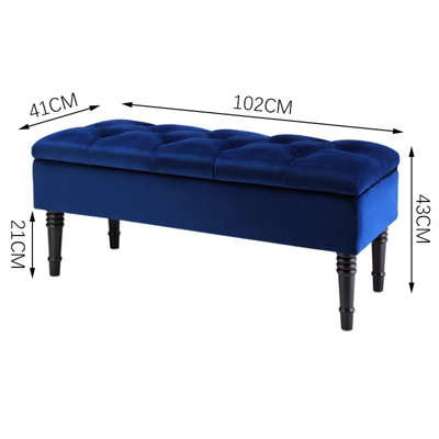 Royal blue deals velvet storage ottoman