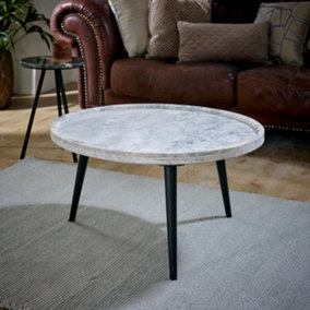 Royal Coffee Table With Marble Top And Metal Legs