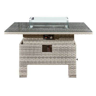 Royal Fire™ Icarus Rattan Rising Firepit Table in Dove Grey