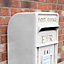 Royal Mail Post Box ER Cast Iron Wall Mounted Wedding Authentic Pillar Replica Lockable Post Office Letter Box White