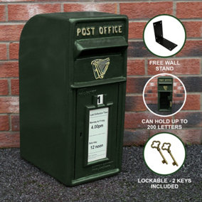 Royal Mail Post Box Irish Cast Iron Wall Mounted Royal Mail Wedding Authentic Pillar Replica Lockable Post Office Letter Box Green