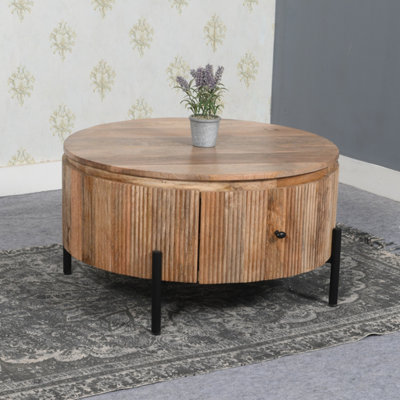 Solid wood coffee table deals with storage