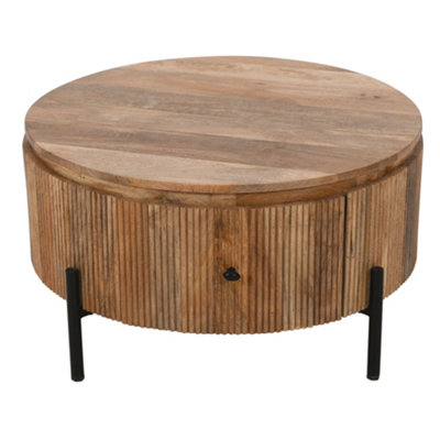 Royal Natural Solid Wood Coffee Table With Metal Legs