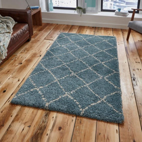 Royal Nomadic Teal/Champagne Shaggy Rugs By Think Rugs