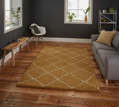Royal Nomadic Yellow Shaggy Rugs By Think Rugs | DIY at B&Q