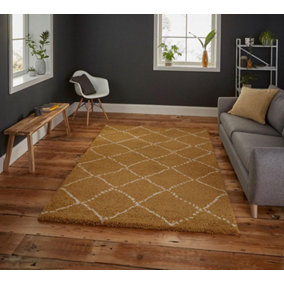 Royal Nomadic Yellow Shaggy Rugs By Think Rugs
