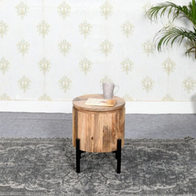Royal Solid Wood Bedside Table with Metal Legs