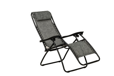 Royalcraft Zero Gravity Relaxer with Drinks Holder and Phone Holder - Textylene/Steel - H111.5 x W65 x L70 cm - Grey