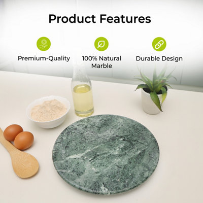 Royalford 11" Green Marble Round Chapati Roti Rolling Board Cheese Chopping Board