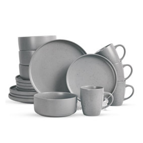 Royalford 16 Piece Nordic Grey Stoneware Dinnerware Set, Grey