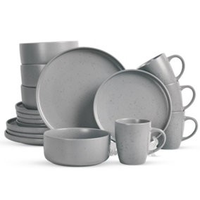 Royalford 16 Piece Nordic Grey Stoneware Dinnerware Set
