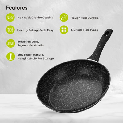 Royalford 24Cm Smart Fry Pan with Durable Granite Coating, Forged Aluminium Non-Stick Frying Pan Induction Hob Egg Omelet Pan