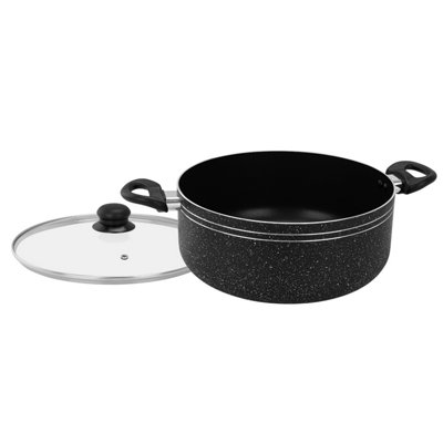 Royalford 28Cm Casserole Dish with Tempered Glass Lid Cooking Pot, Induction Stockpot Saucepan with Non-Stick Coating