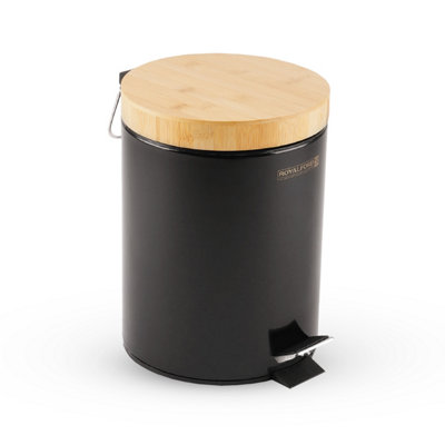 Royalford 3L Small Pedal Bin with Lid & Removable Basket , Black