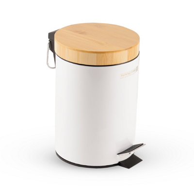 Royalford 3L Small Pedal Bin with Lid & Removable Basket, White