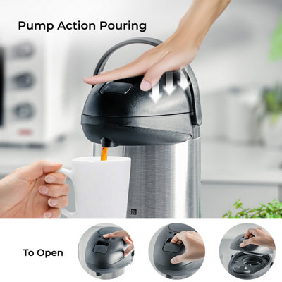 MantraRaj 3L Pump Action Airpot Coffee Flask Double-Walled Vacuum Insulated  Thermos Jug Coffee Carafe Carry Handle For Coffee Tea