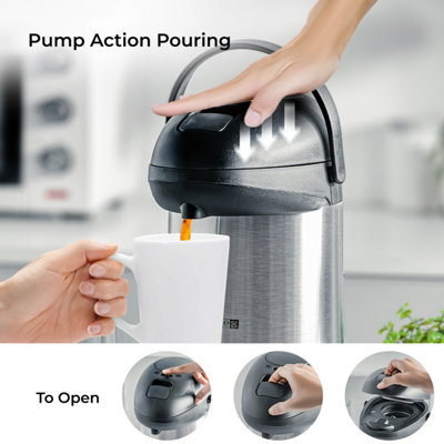 Royalford 4L Airpot Insulated Vacuum Thermal Flask Jug Tea Coffee