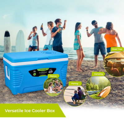 Royalford 50L Ice Cooler Box with Trolley Handle for Picnic