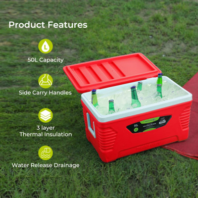 Royalford 50L Ice Cooler Box with Trolley Handle for Picnic