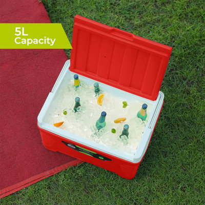 Royalford 5L Ice Cooler Box with Handle for Picnic Camping, Red