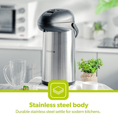 Coffee Dispenser Air Pot Thermos Tea Thermos 2L Stainless Steel Vacuum  Insulated Flask Hot/Cold Tea Coffee Dispenser Air Pot Liter Stainless Steel  Vacuum Flask Push Button Air Pot