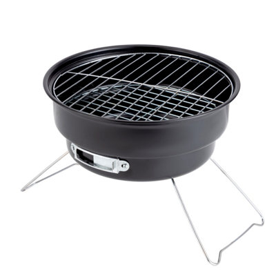 Royalford Compact Charcoal BBQ - Round Charcoal BBQ Stand with Grill, Folding Portable BBQ Grill Smoker Barbecue for Outdoor