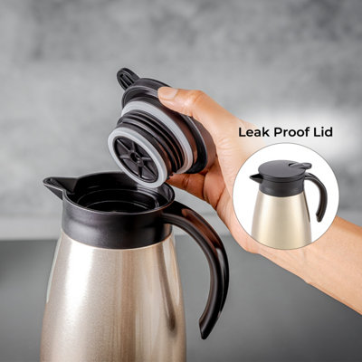 Royalford Double Walled Coffee Pot Stainless Steel Thermal Carafe 1200ML /40.5oz Jug Gold