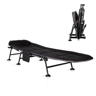 Royalford Folding Camping Bed for Adults & Children, Heavy Duty Sturdy Bed Integrated Cushion and Pillow, with Tilting Support.