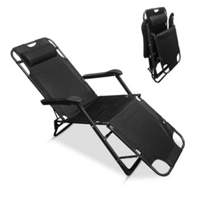 ROYALFORD Folding Camping Chair for Adults, Portable Reclining Camp Chair Adjustable Backrest with Neck Support Patio Decking Gard