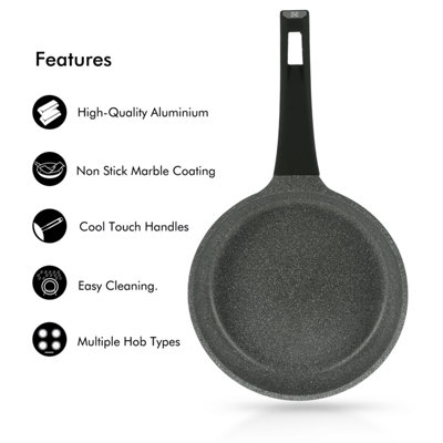 Royalford Frying Pan with Durable Marble Coating, 28CM Die-Cast Aluminium Skillet