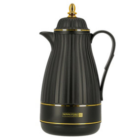 Royalford Glass Vacuum Flask Tea Carafe Airpot 1000ML, Black