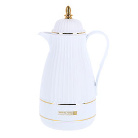 Royalford Glass Vacuum Flask Tea Carafe Airpot 1000ML, White