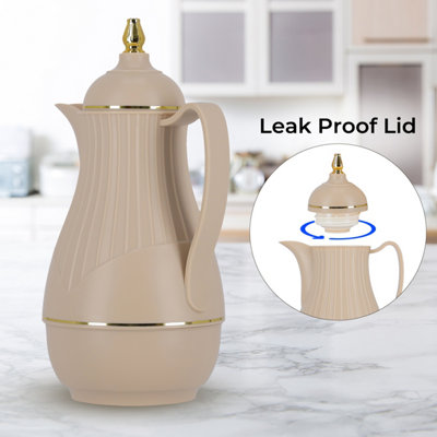 Royalford Glass Vacuum Flask Vacuum Insulated Tea Carafe 1000ML Airpot
