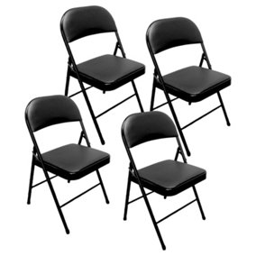 Royalford Heavy Duty Folding Padded Chair with Metal Frame Padded Seat Foldable Chair for Outdoor & Indoor Black - Pack of 4