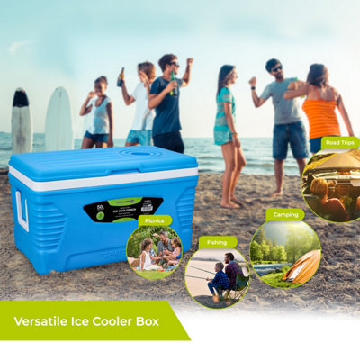 Royalford Insulated Ice Cooler Box, 3 Layer Thermal Insulation Chiller Box, Portable  Ice Box, Robust Cool Box for Camping Picnic