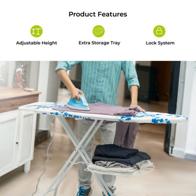 Royalford Ironing Board, Adjustable Height & Iron Rest To Secure