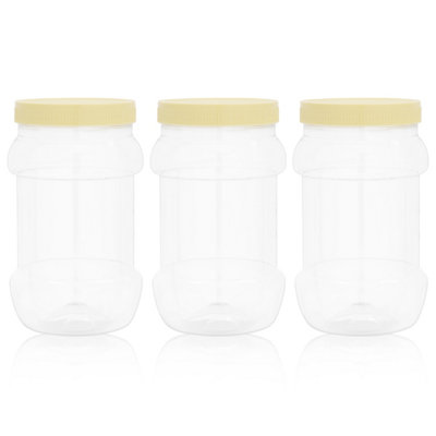 Royalford Plastic Canister Jar 3pc Set with Lid Tea Coffee Sugar Storage Kitchen Container 1L
