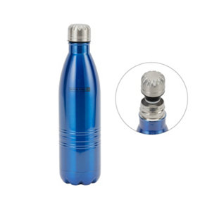 Royalford Stainless Steel Water Bottle 750ML Double Walled Insulated Water Flask, Blue
