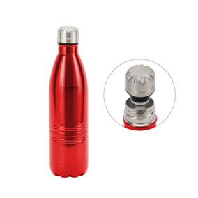 Royalford Stainless Steel Water Bottle 750ML Double Walled Insulated Water Flask, Red