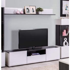 Royce Gloss White and Black Tv Cabinet