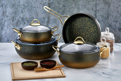 Rozi Alya Collection 7-Piece Non-Stick Granite Cookware Set (Green)