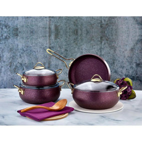 Rozi Alya Collection 7-Piece Non-Stick Granite Cookware Set (Purple)