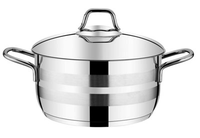 Rozi Asude Collection Stainless Steel 24 Cm Casserole With Lid (6.3 Lt)