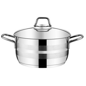 Rozi Asude Collection Stainless Steel Casserole 22 Cm Casserole With Lid (4.5 Lt)
