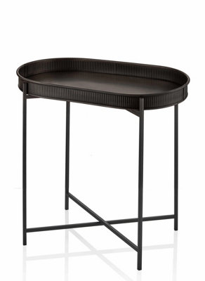 Rozi Black Oval Side Table - 56 cm (H) x 56 cm (W) x 32 cm (D)