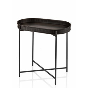 Rozi Black Oval Side Table - 56 cm (H) x 56 cm (W) x 32 cm (D)